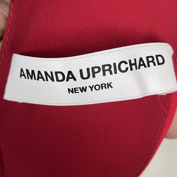 Amanda Uprichard Red Maxi Dress XS High Neck Cutout Slit Formal Sleeveless‎ - Picture 7 of 9